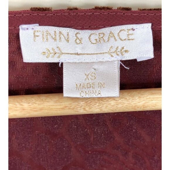 Finn & Grace Velvet Burnout Tank Top Womens XS Burgundy y2k Retro Shimmery - Picture 3 of 7